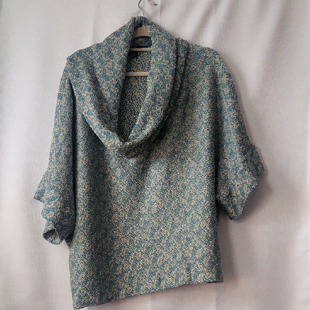 St. John Santana Knit Drapey Cowl Neck Sweater